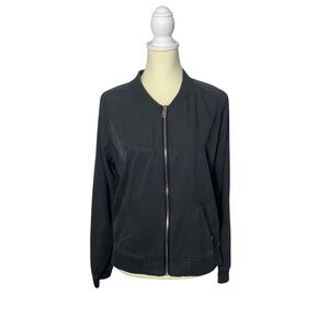 Outerwear Lyocell Lightweight Zipper Front Coat In Charcoal Gray Women's Size 10